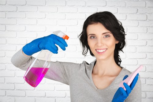 Domestic cleaner in Finchley vacuuming a bright family home